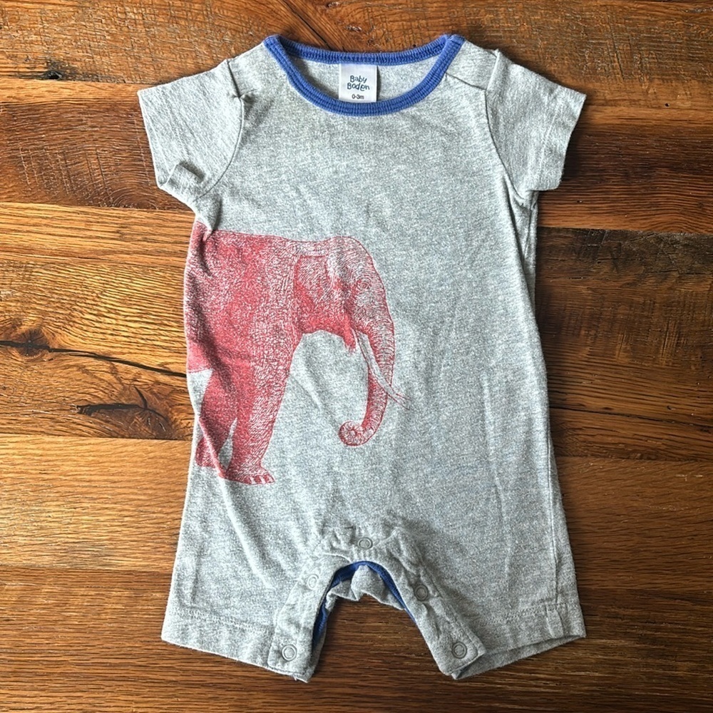 Baby Boden Elephant Romper Onesie 0-3 month